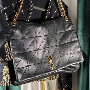 Authentic Saint Laurent YSL Jamie Medium Quilted Lambskin Shoulder Bag - Black